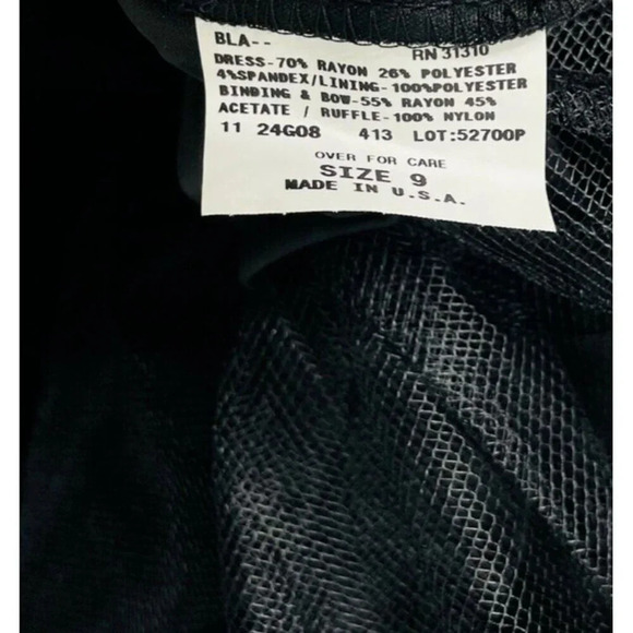 Vtg A Byer Dress 9 Short Formal Fairy Goth Bow Coquette Black Lace Ribbing Slit - Picture 9 of 15